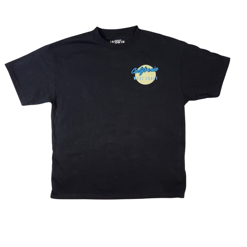 Jaqwin Mens California West Coast Graphic T-Shirt Black Size Medium Short Sleeve
